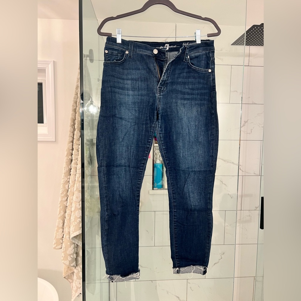 7 for all mankind - medium/dark wash - high waist skinny - size 29